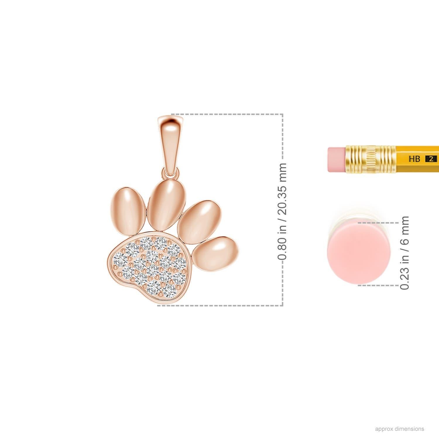 Taglio rotondo Ciondolo a forma di zampa con diamanti incastonati di Angara Nature in oro rosa 14K per donna in vendita