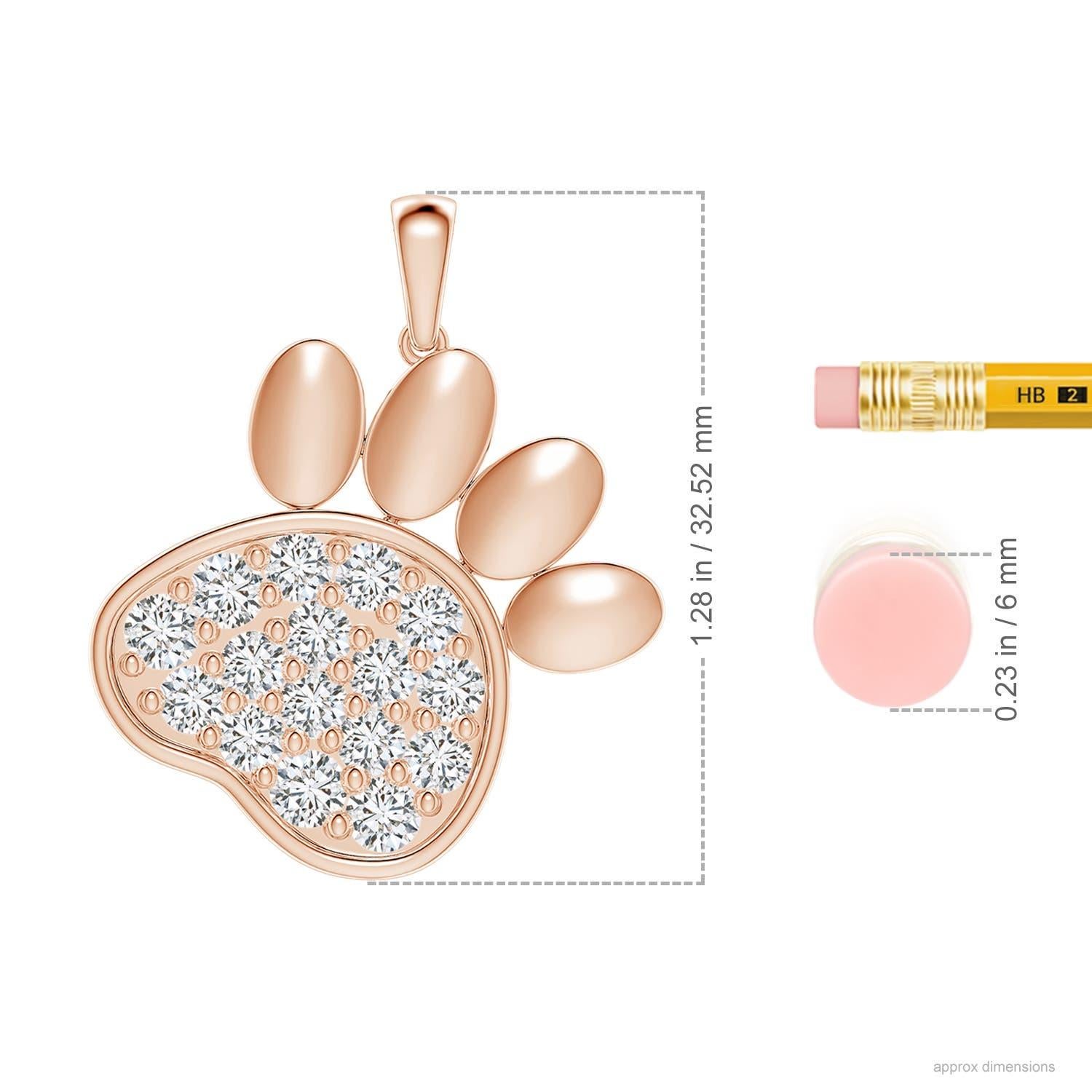 Taglio rotondo Ciondolo a forma di zampa con diamanti incastonati di Angara Nature in oro rosa 14K per donna in vendita