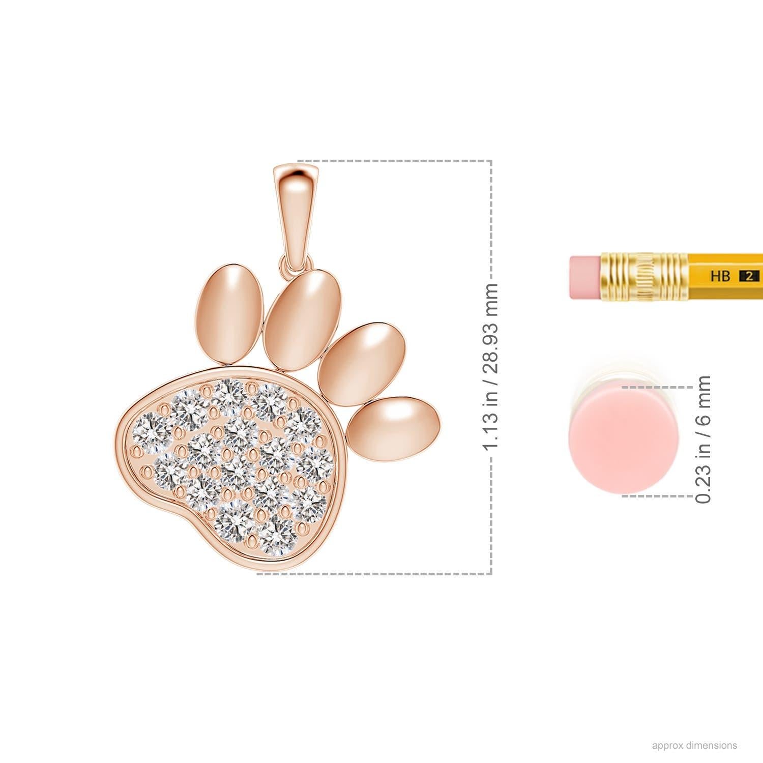 Taglio rotondo Ciondolo a forma di zampa con diamanti incastonati di Angara Nature in oro rosa 14K per donna in vendita