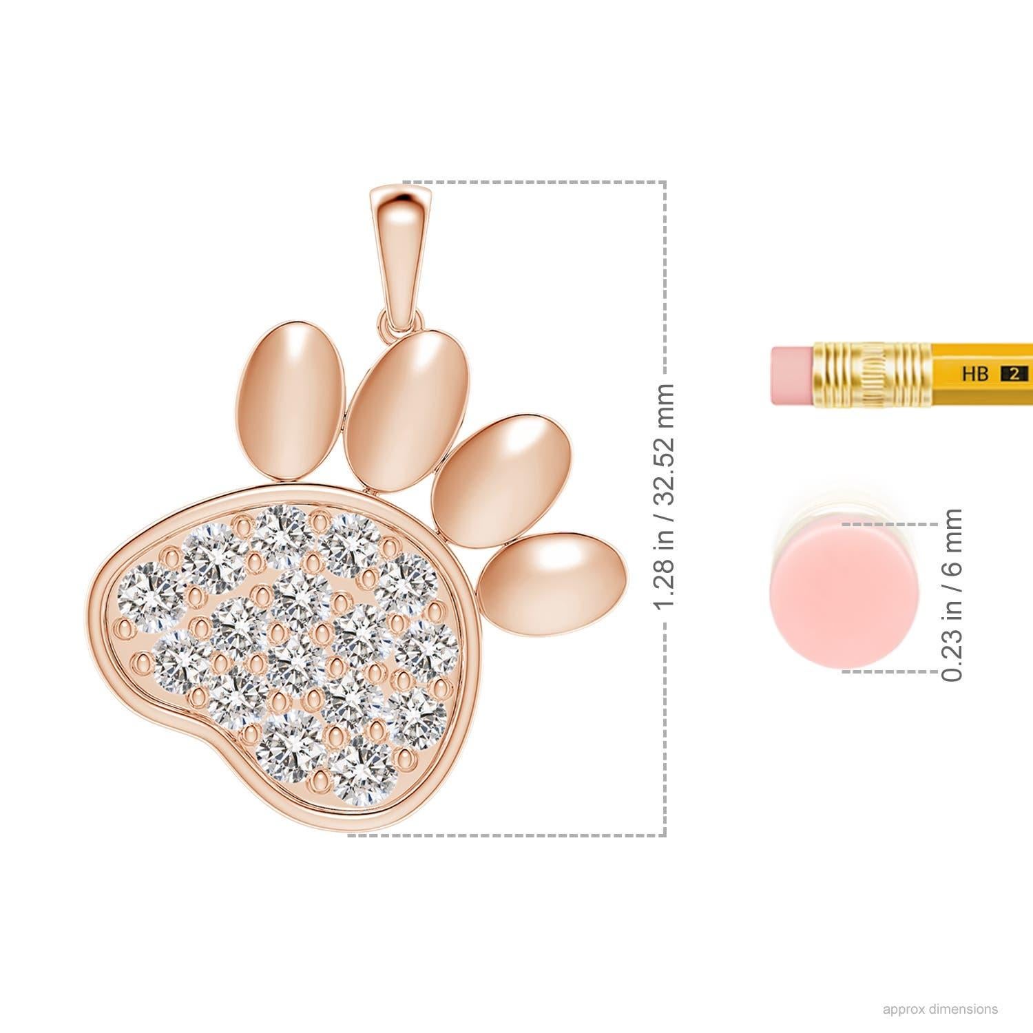Taglio rotondo Ciondolo a forma di zampa con diamanti incastonati di Angara Nature in oro rosa 14K per donna in vendita