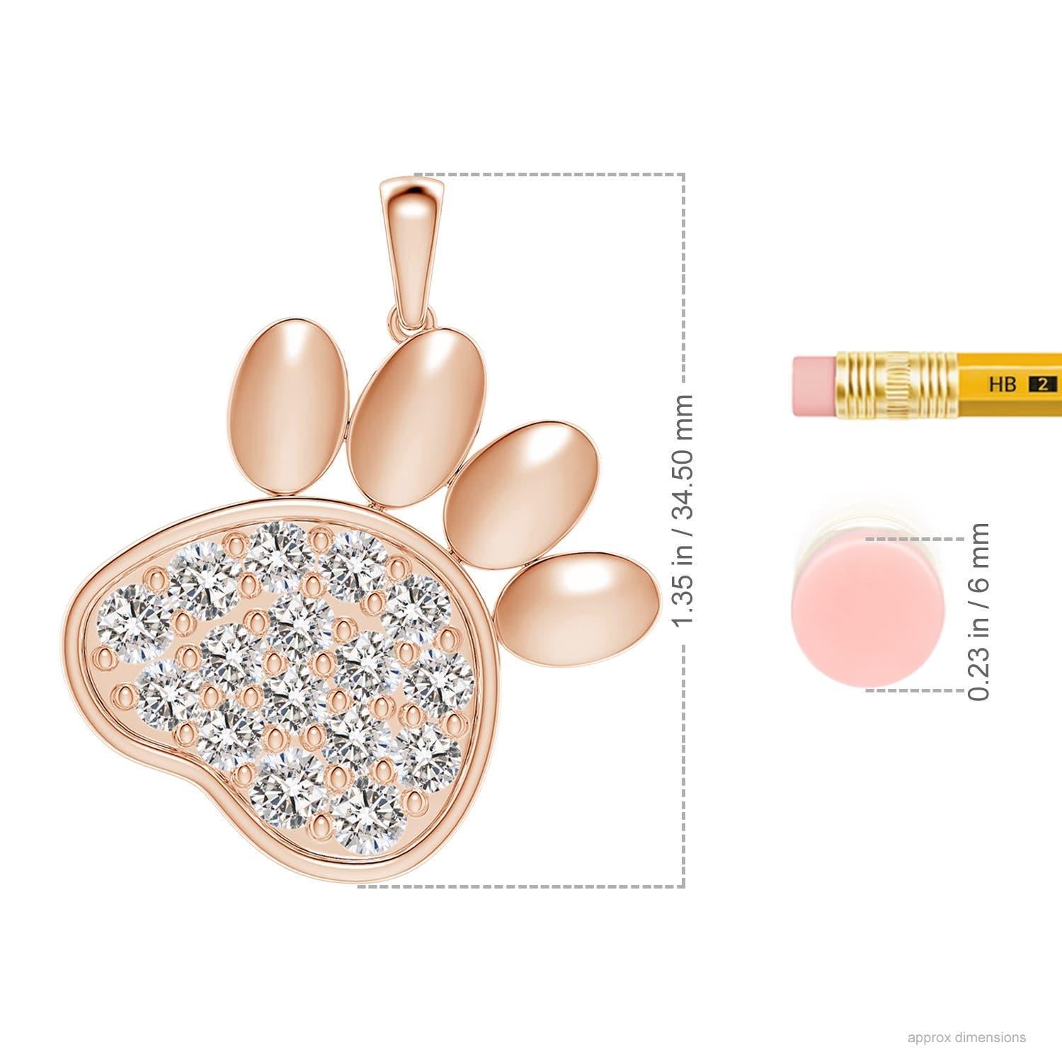 Taglio rotondo Ciondolo a forma di zampa con diamanti incastonati di Angara Nature in oro rosa 14K per donna in vendita