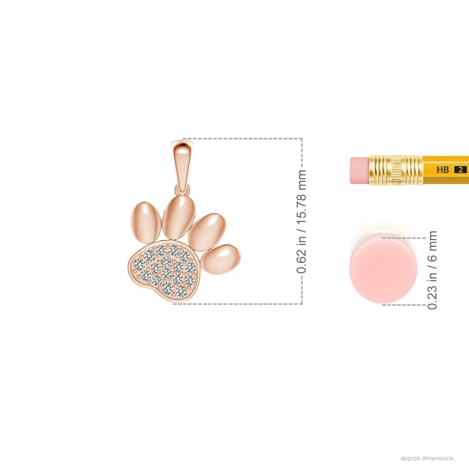 Taglio rotondo Ciondolo a forma di zampa con diamanti incastonati di Angara Nature in oro rosa 14K per donna in vendita