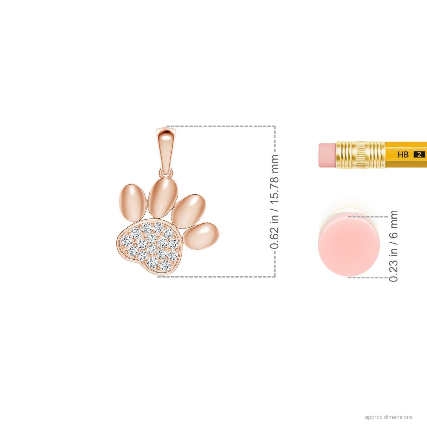 Taglio rotondo Ciondolo a forma di zampa con diamanti incastonati di Angara Nature in oro rosa 14K per donna in vendita