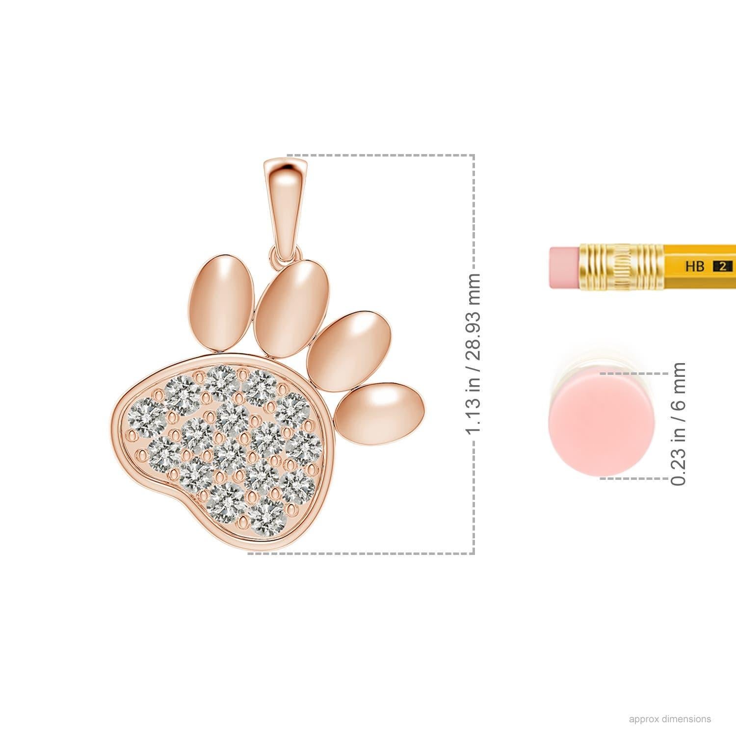Taglio rotondo Ciondolo a forma di zampa con diamanti incastonati di Angara Nature in oro rosa 14K per donna in vendita