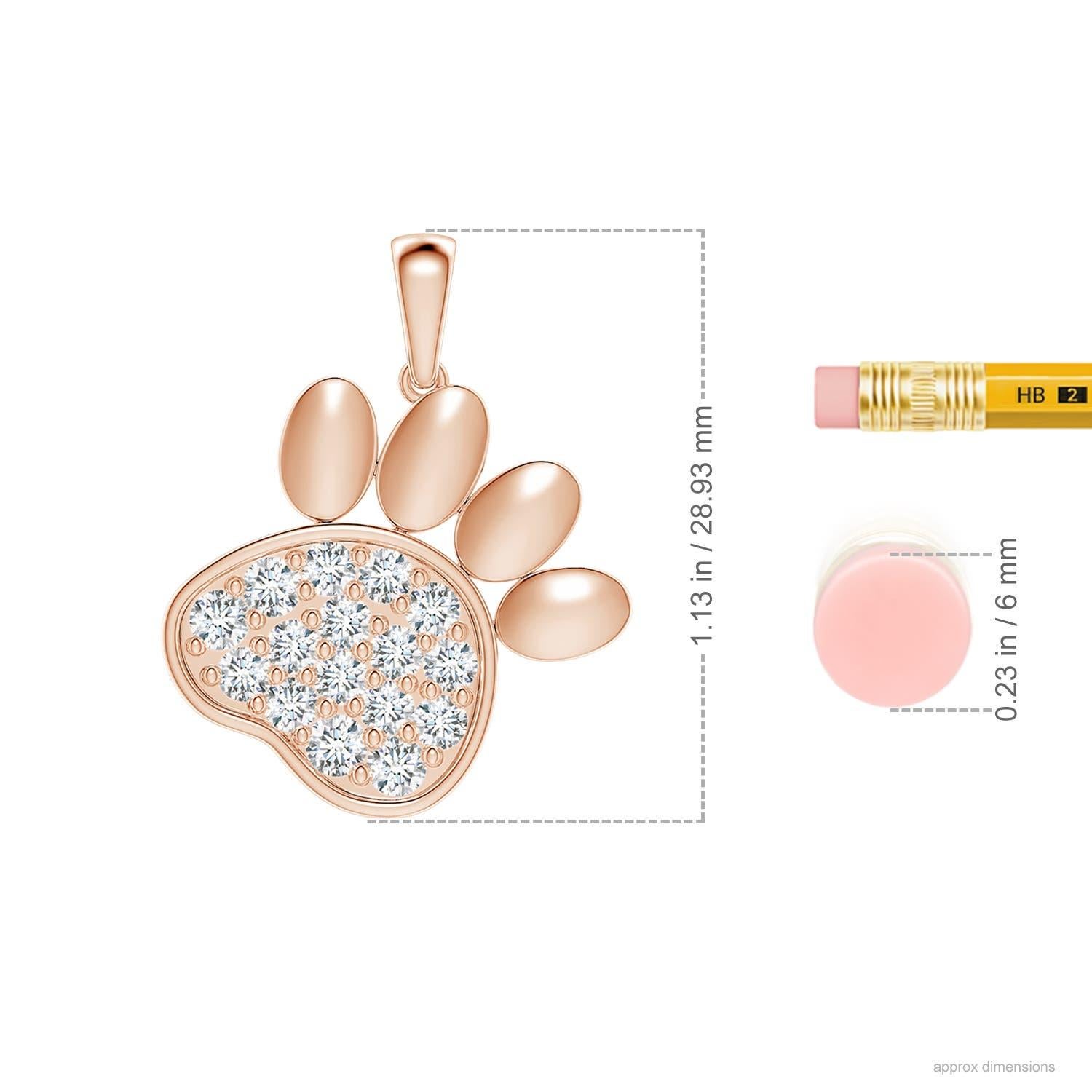 Taglio rotondo Ciondolo a forma di zampa con diamanti incastonati di Angara Nature in oro rosa 14K per donna in vendita
