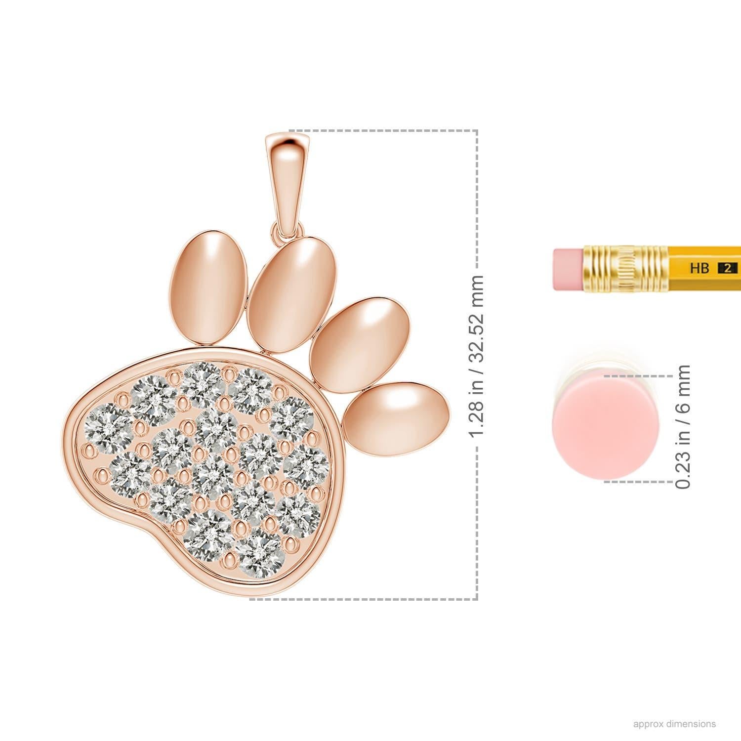 Taglio rotondo Ciondolo a forma di zampa con diamanti incastonati di Angara Nature in oro rosa 14K per donna in vendita