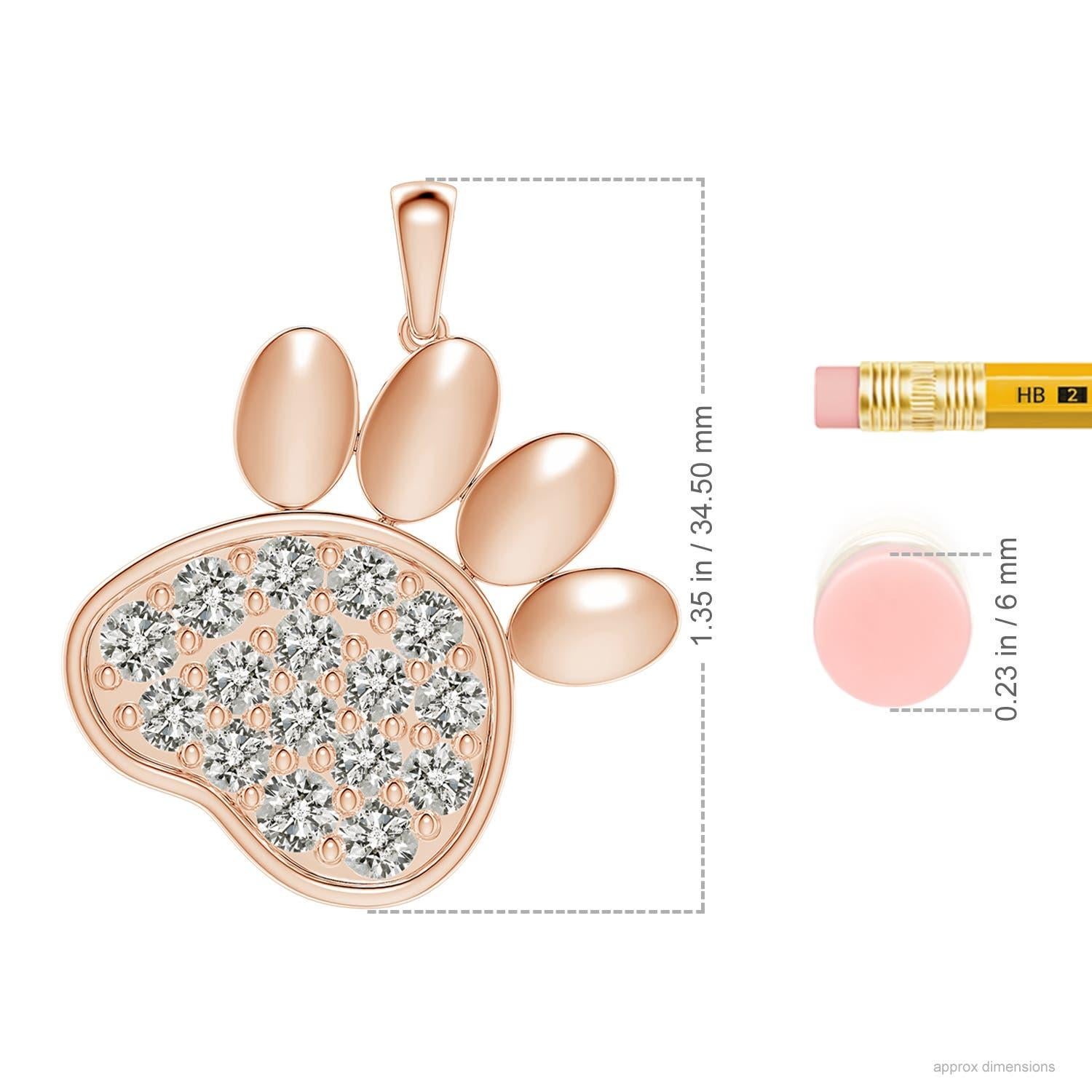 Taglio rotondo Ciondolo a forma di zampa con diamanti incastonati di Angara Nature in oro rosa 14K per donna in vendita