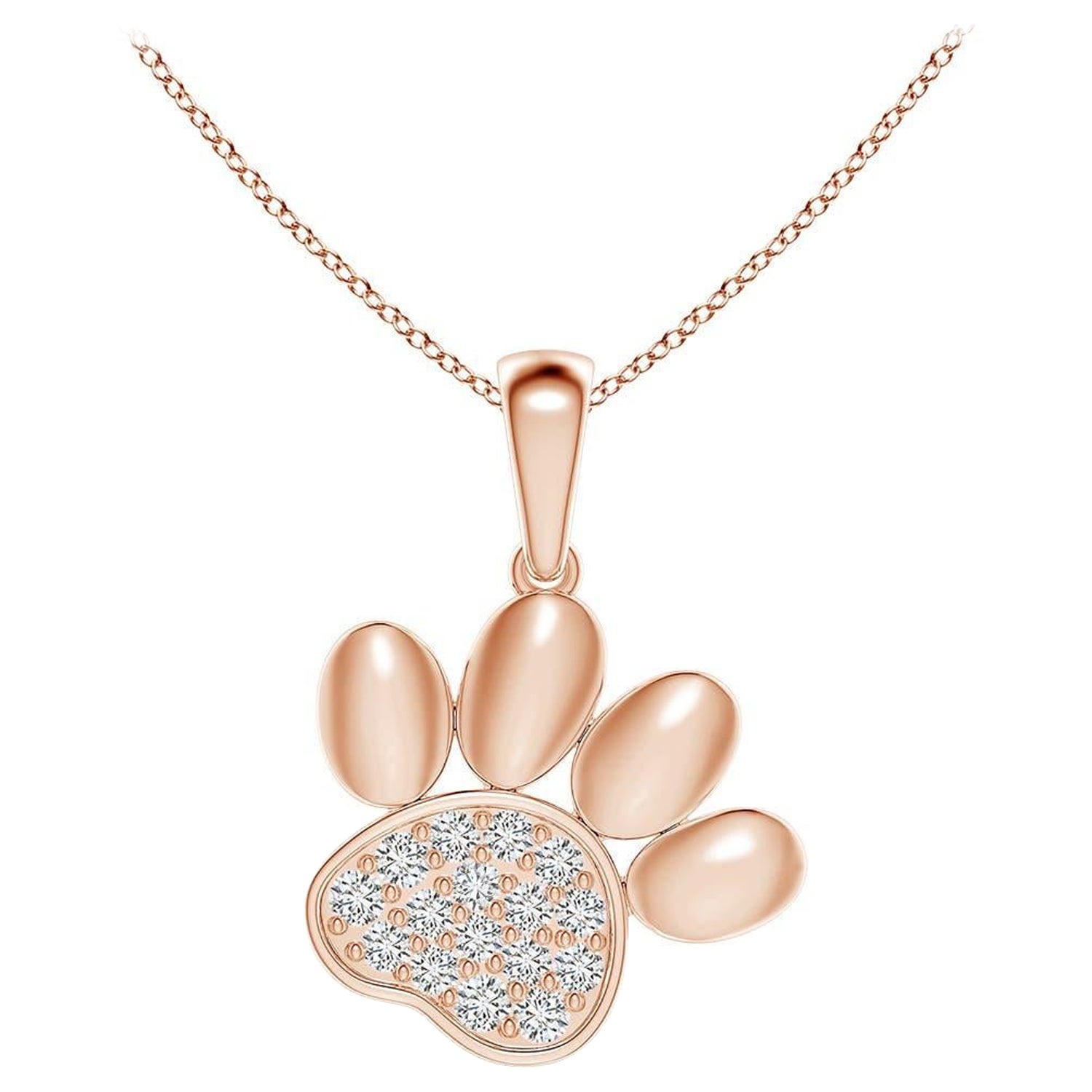 Ciondolo a forma di zampa con diamanti incastonati di Angara Nature in oro rosa 14K per donna