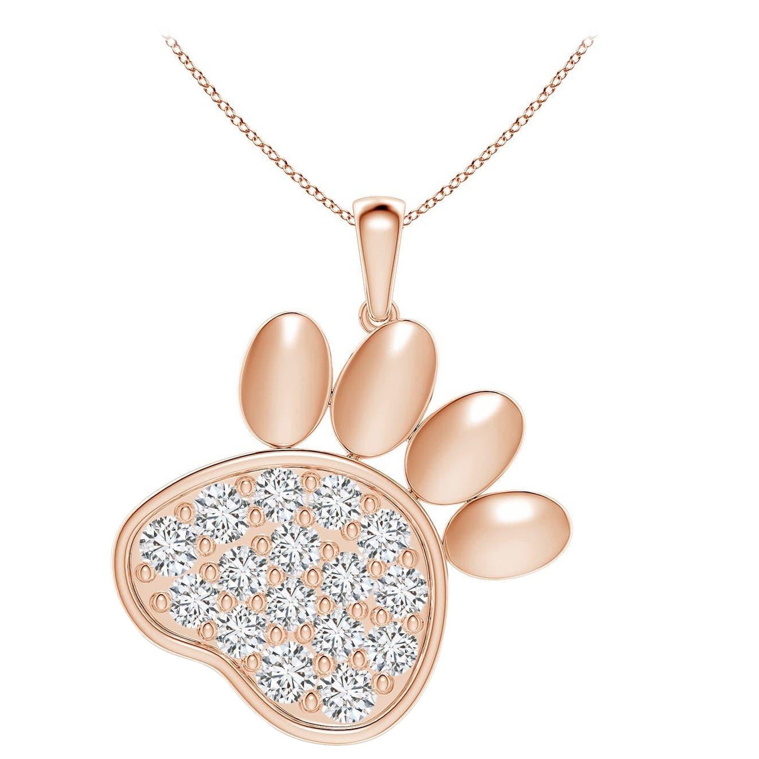 Ciondolo a forma di zampa con diamanti incastonati di Angara Nature in oro rosa 14K per donna