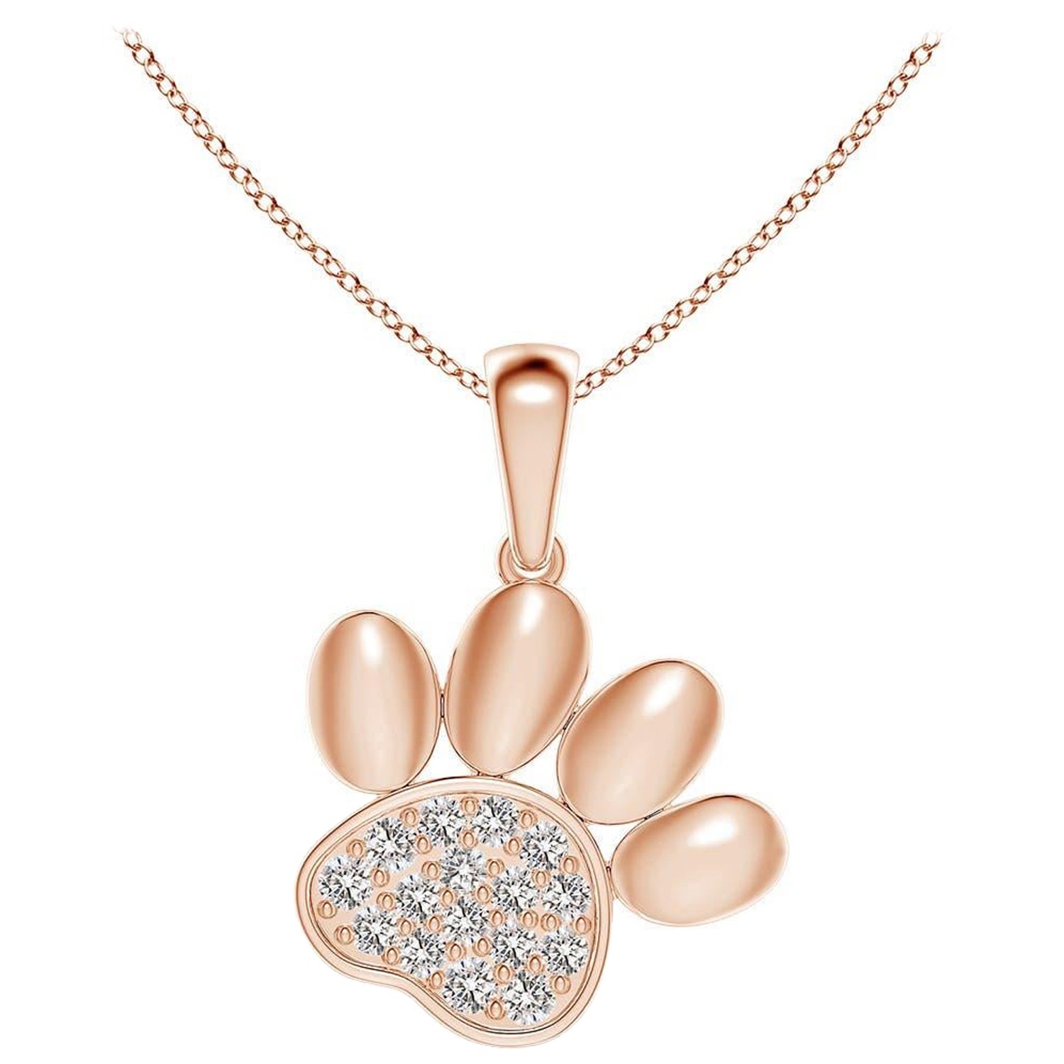 Ciondolo a forma di zampa con diamanti incastonati di Angara Nature in oro rosa 14K per donna