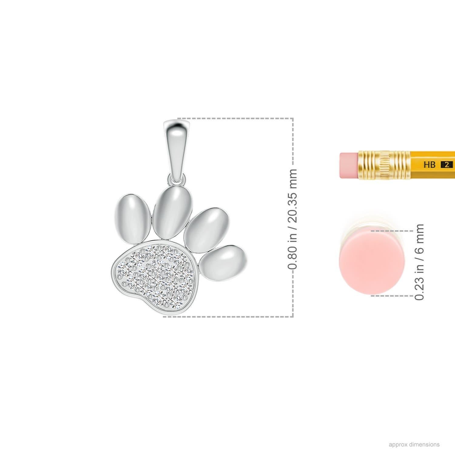 Taille ronde Pendentif patte en or blanc 14 carats avec diamant naturel serti pave pour femme Angara en vente