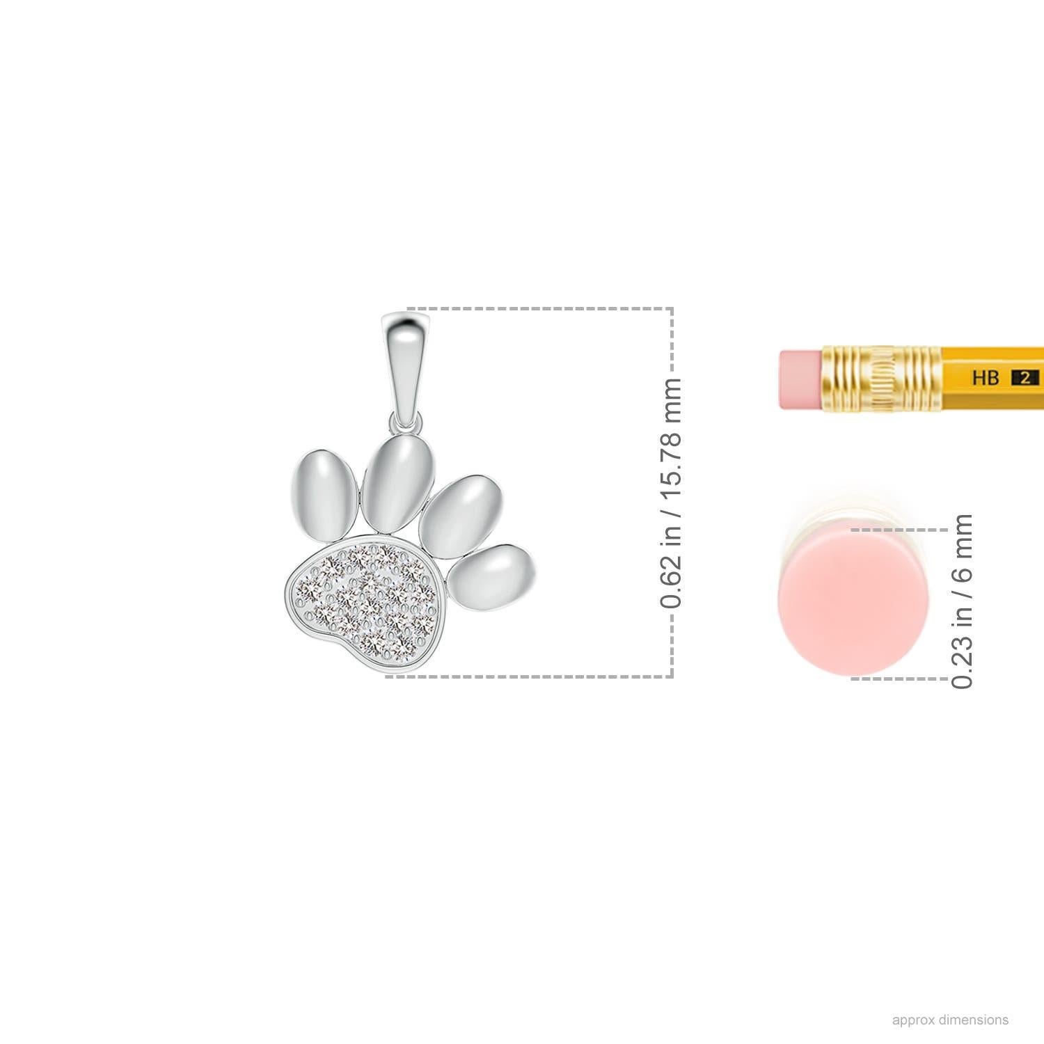 Angara Natural pave-Set Diamond Paw Print Anhänger in 14K Weißgold für Frauen (Rundschliff) im Angebot