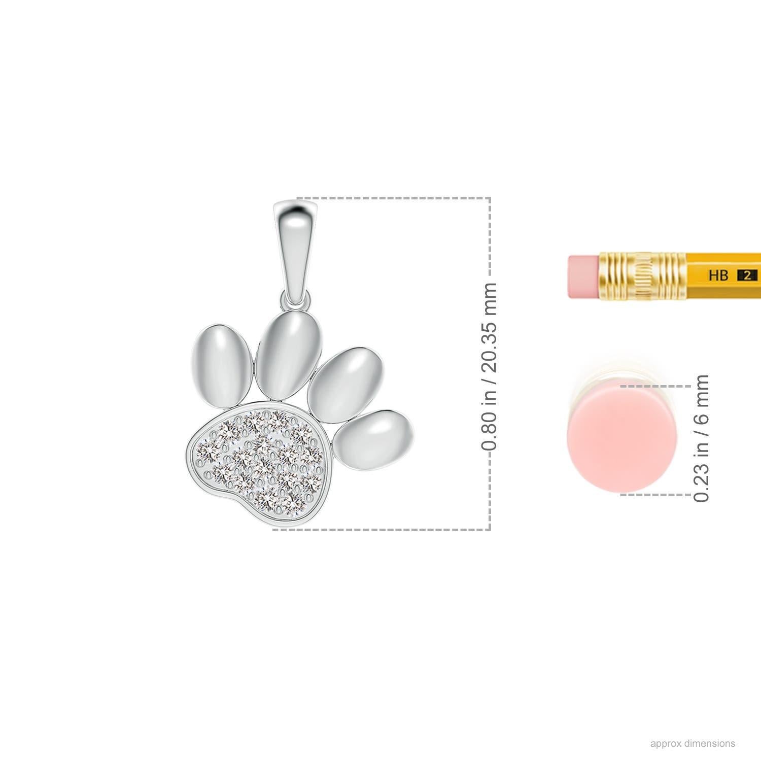 Taille ronde Pendentif patte en or blanc 14 carats avec diamant naturel serti pave pour femme Angara en vente