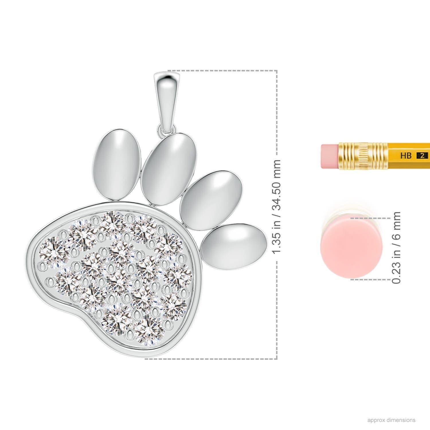 Angara Natural pave-Set Diamond Paw Print Anhänger in 14K Weißgold für Frauen (Rundschliff) im Angebot