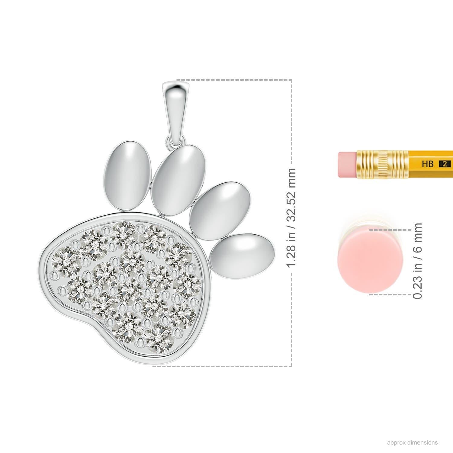 Taille ronde Pendentif patte en or blanc 14 carats avec diamant naturel serti pave pour femme Angara en vente