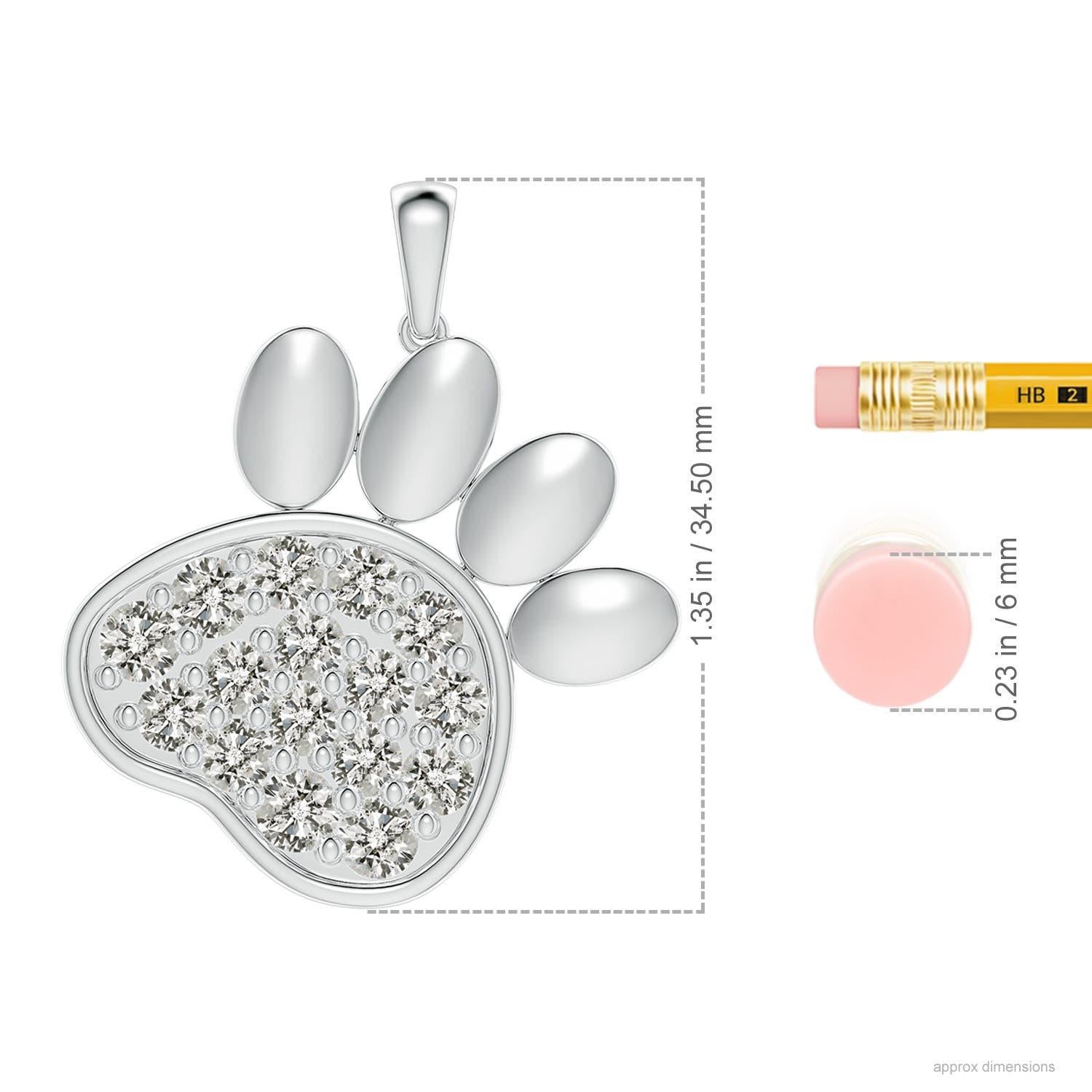 Taille ronde Pendentif patte en or blanc 14 carats avec diamant naturel serti pave pour femme Angara en vente
