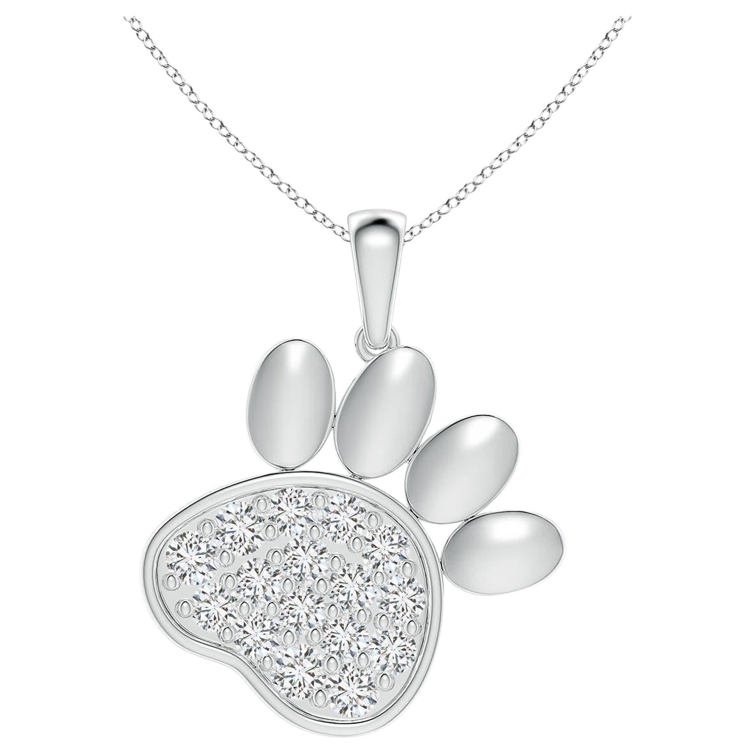 Angara Natural pave-Set Diamond Paw Print Anhänger in 14K Weißgold für Frauen