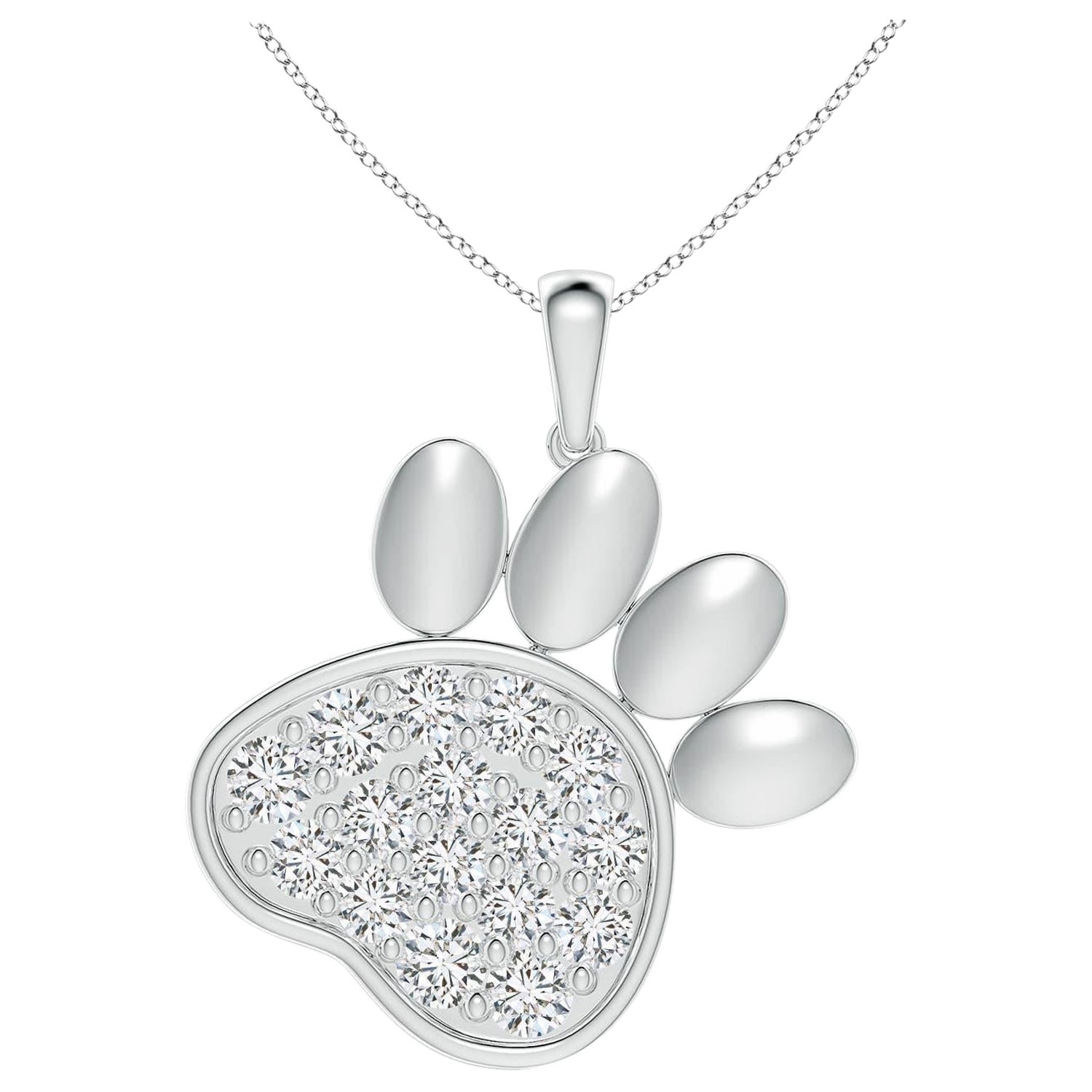 Angara Natural pave-Set Diamond Paw Print Anhänger in 14K Weißgold für Frauen