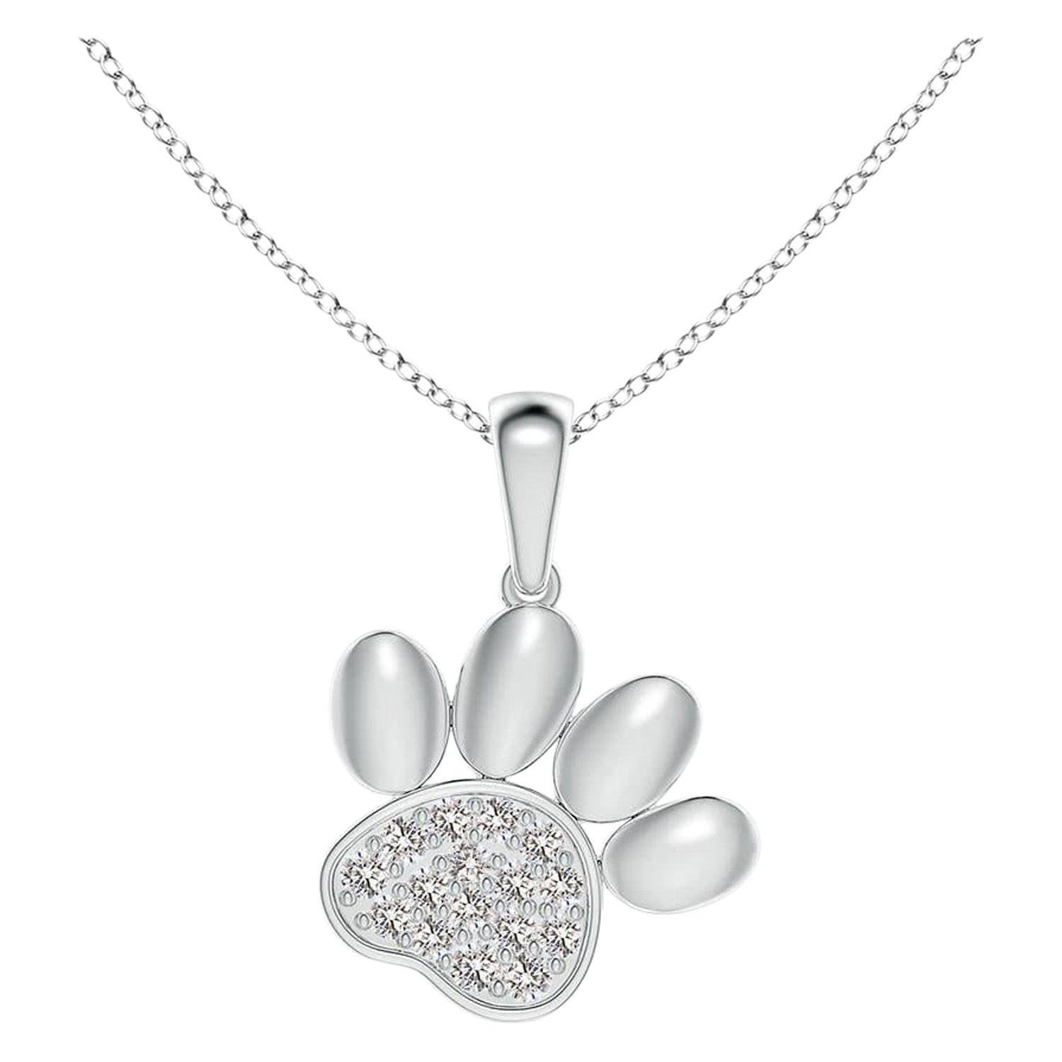 Angara Natural pave-Set Diamond Paw Print Anhänger in 14K Weißgold für Frauen im Angebot