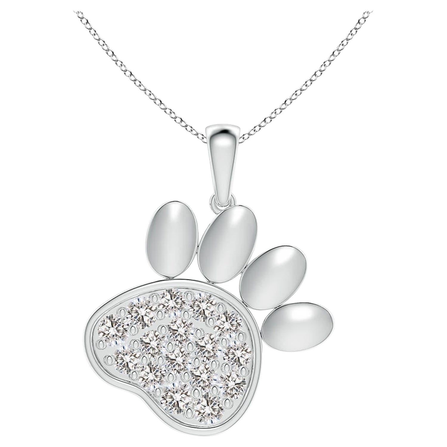 Angara Natural pave-Set Diamond Paw Print Anhänger in 14K Weißgold für Frauen