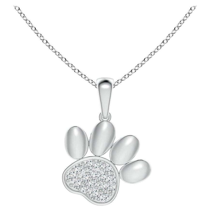 Angara Natural pave-Set Diamond Paw Print Anhänger in 14K Weißgold für Frauen