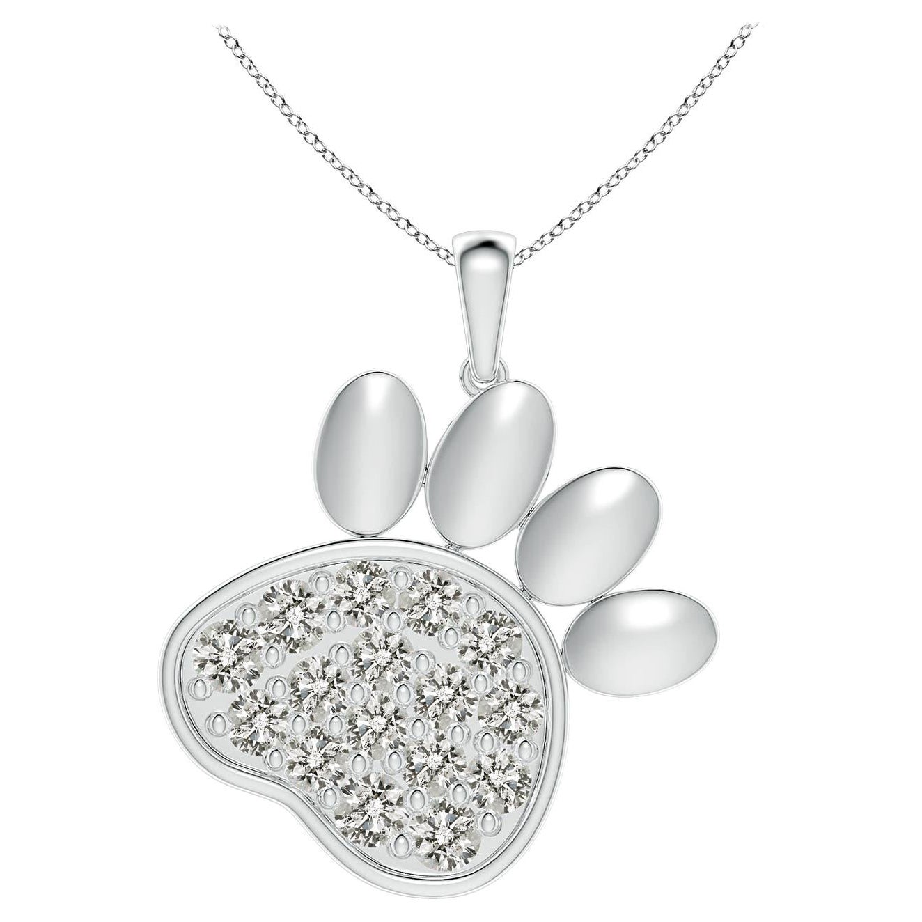 Angara Natural pave-Set Diamond Paw Print Anhänger in 14K Weißgold für Frauen