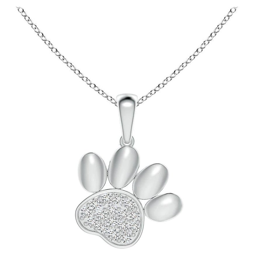 Angara Natural pave-Set Diamond Paw Print Anhänger in 14K Weißgold für Frauen