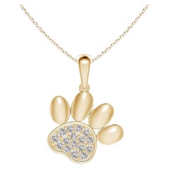 Ciondolo a forma di zampa con diamante incastonato di Angara Nature in oro giallo 14K per donna