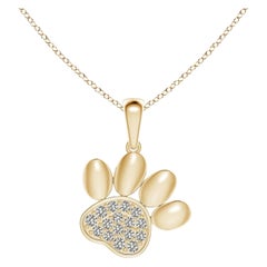 Ciondolo a forma di zampa con diamante incastonato di Angara Nature in oro giallo 14K per donna