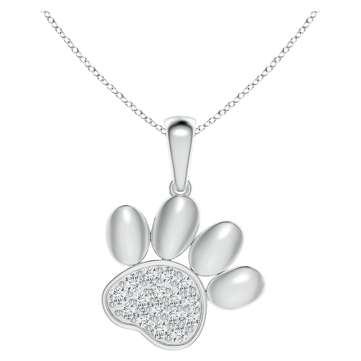 Ciondolo a forma di zampa con diamanti naturali incastonati di Angara in argento 925. in vendita