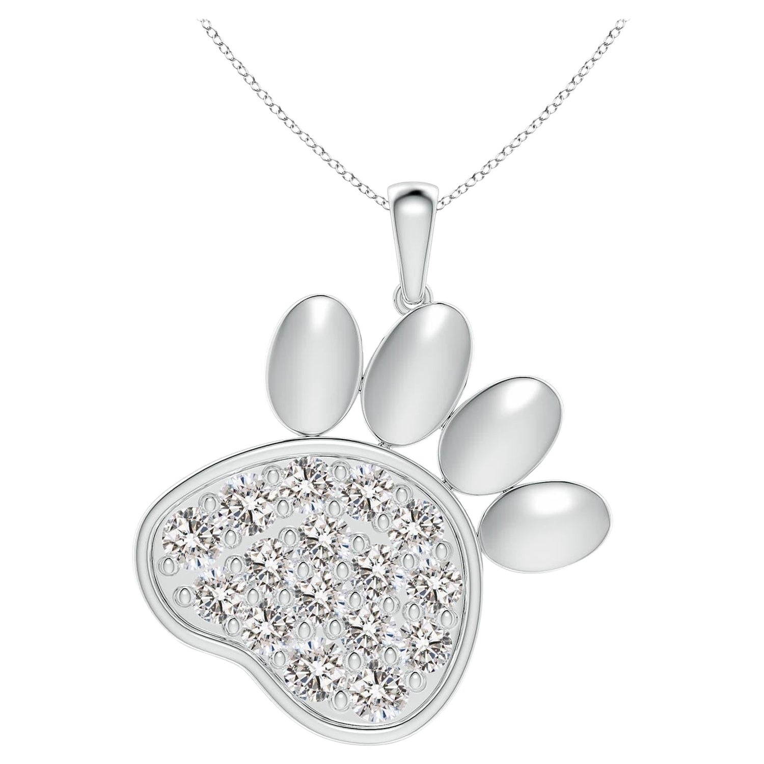 Angara Paw Print Anhänger aus 925er Sterling Silber mit Diamanten in Pflastersteinbesatz