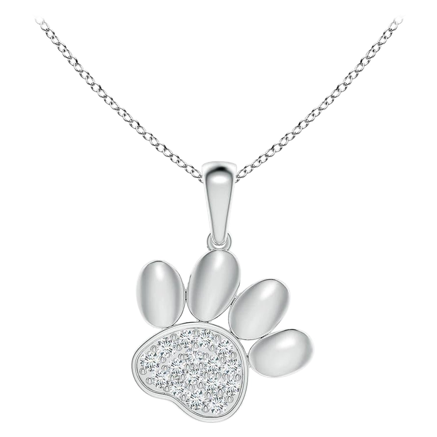 Ciondolo a forma di zampa con diamanti incastonati di Angara Nature in platino per donna