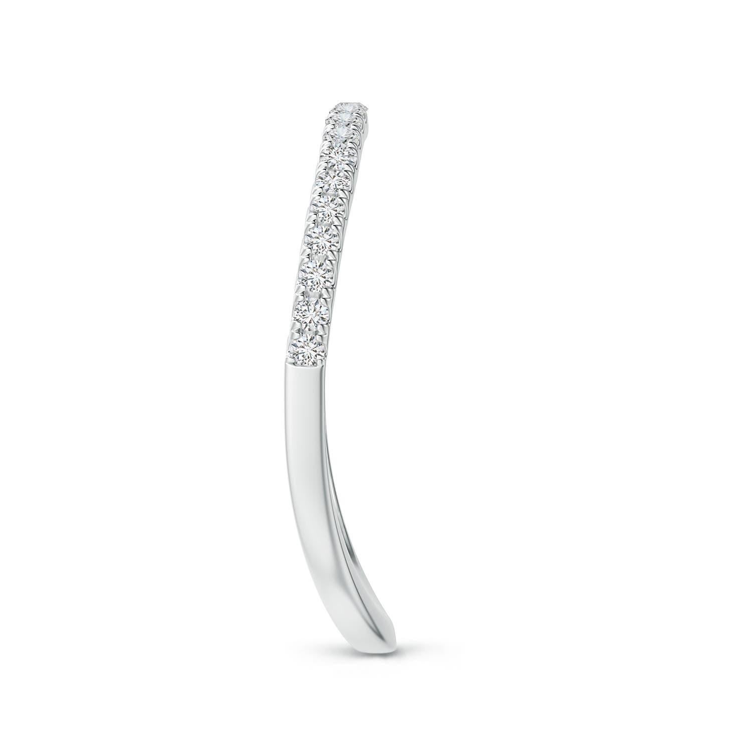 Angara Natural Pave-Set Round Diamond Curved Wedding Ring in 14K Solid Gold In New Condition For Sale In Los Angeles, CA