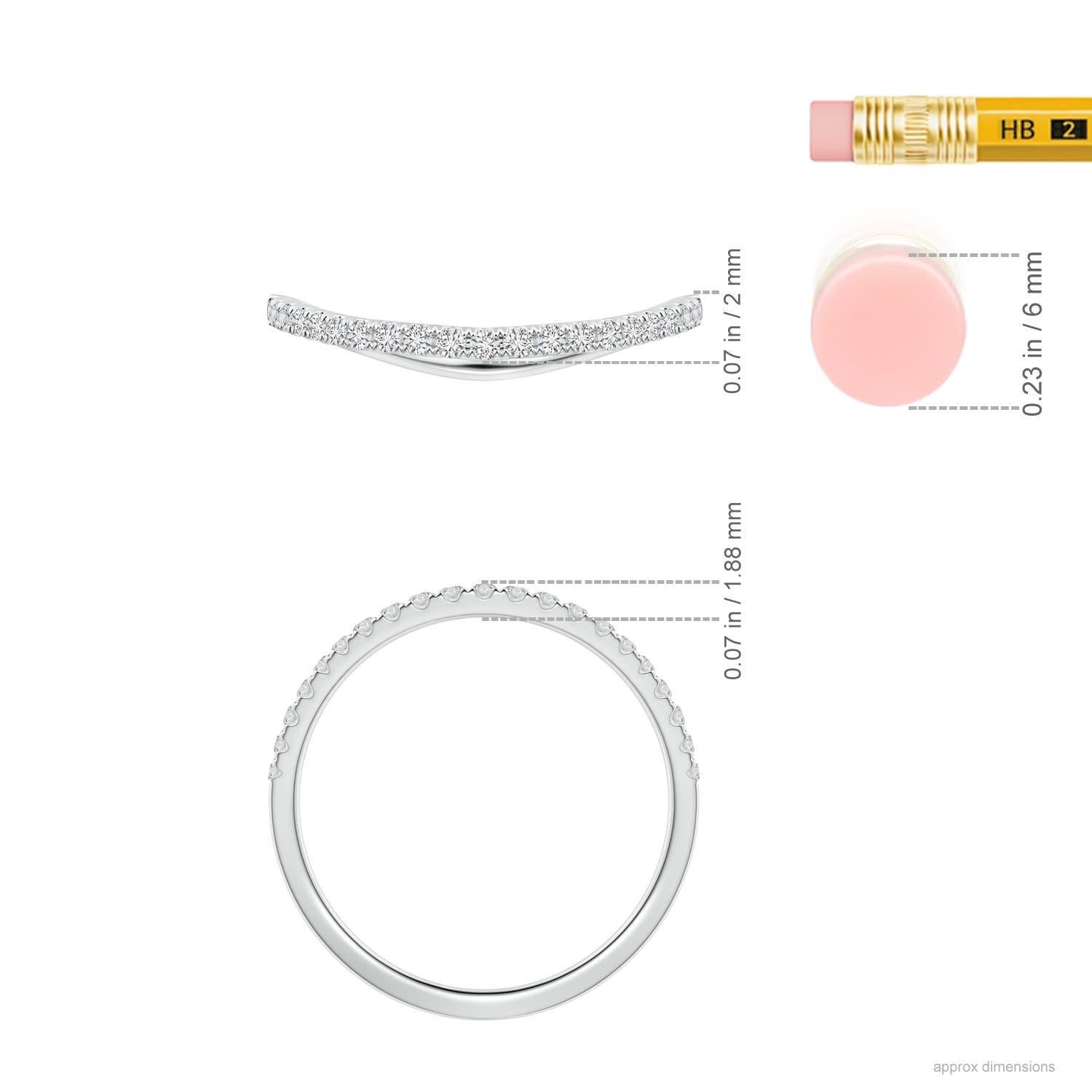 Angara Natural Pave-Set Round Diamond Curved Wedding Ring in 14K Solid Gold For Sale 1