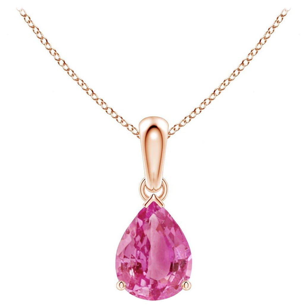 Angara Natural Pear 1.25 ct Pink Sapphire Solitaire Pendant in 14K Solid Gold
