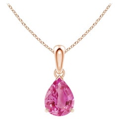 Angara Natural Pear 1.25 ct Pink Sapphire Solitaire Pendant in 14K Solid Gold