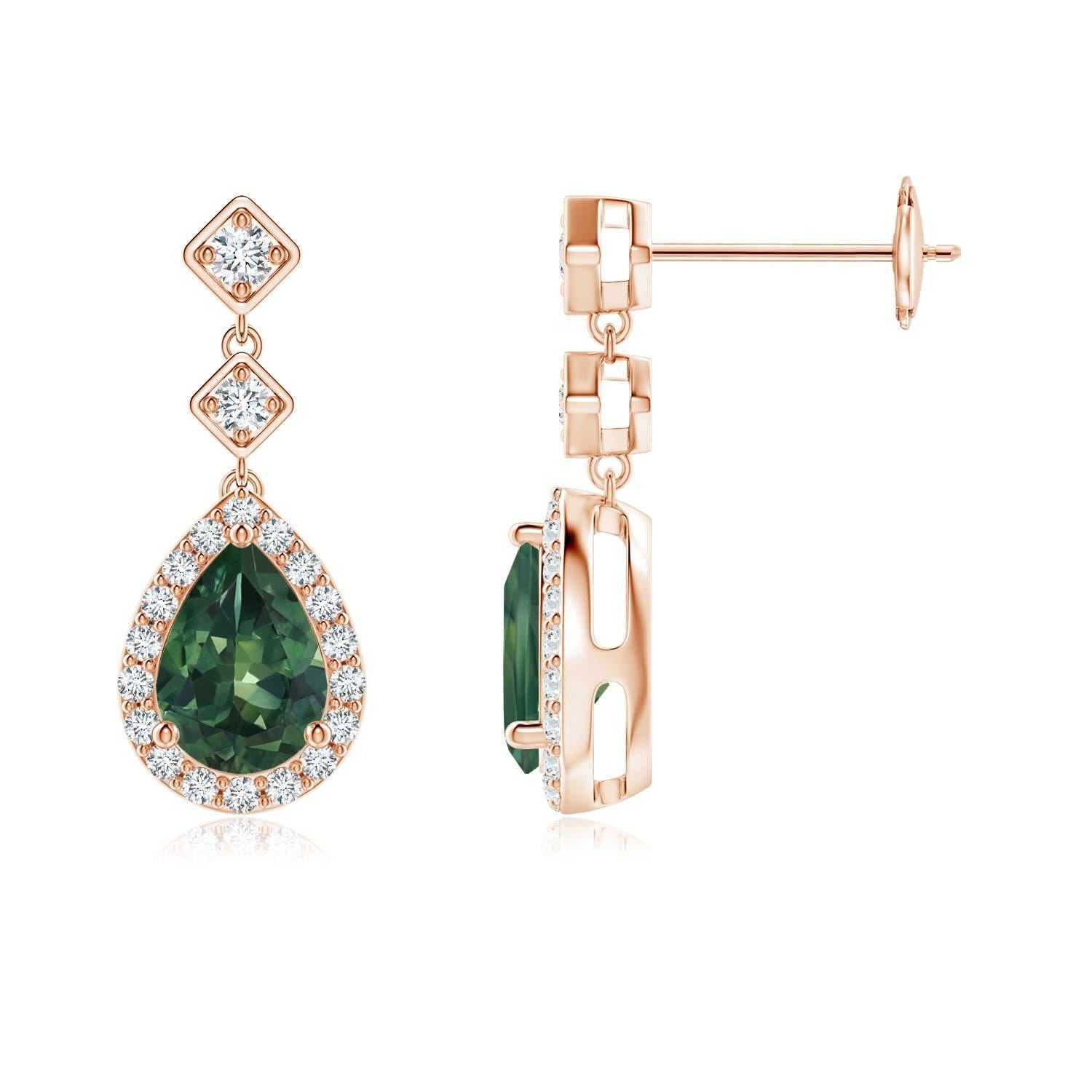 Taglio a goccia Orecchini a goccia con zaffiro Montana Angara Nature Pear 1.5ct Teal in oro massiccio 14K in vendita