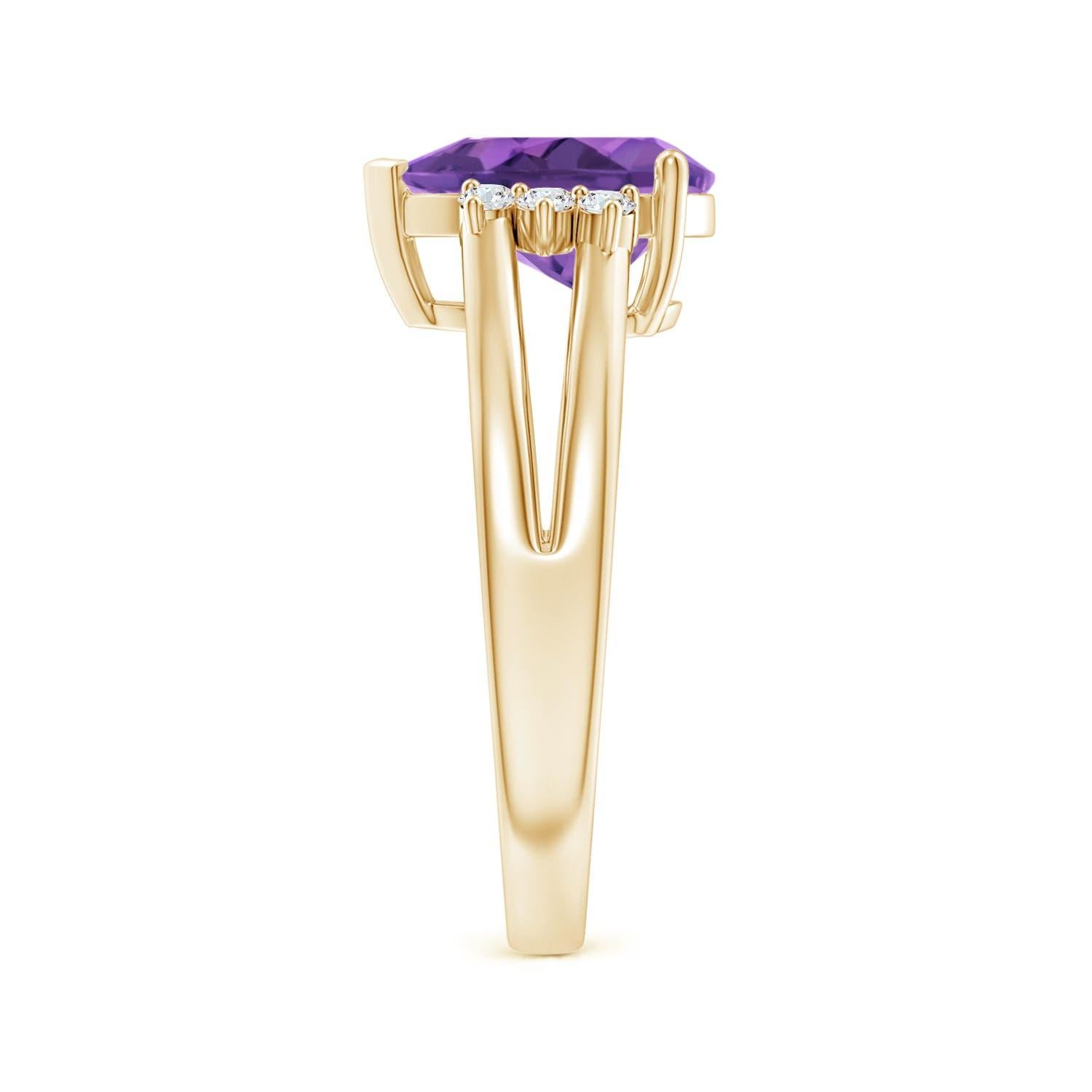 Anillo Angara de amatista natural pera de 1,6 ct con detalles de diamantes en oro macizo de 14 quilates en Nuevo estado para la venta en Los Angeles, CA