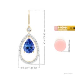 Angara Natural Pear 2.2 ct Tanzanite Dangle Earrings with Diamond in 14K Gold