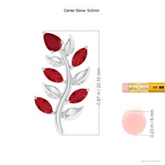 Angara Natural Pear and Marquise Ruby Olive Branch Earrings in 14K Solid Gold