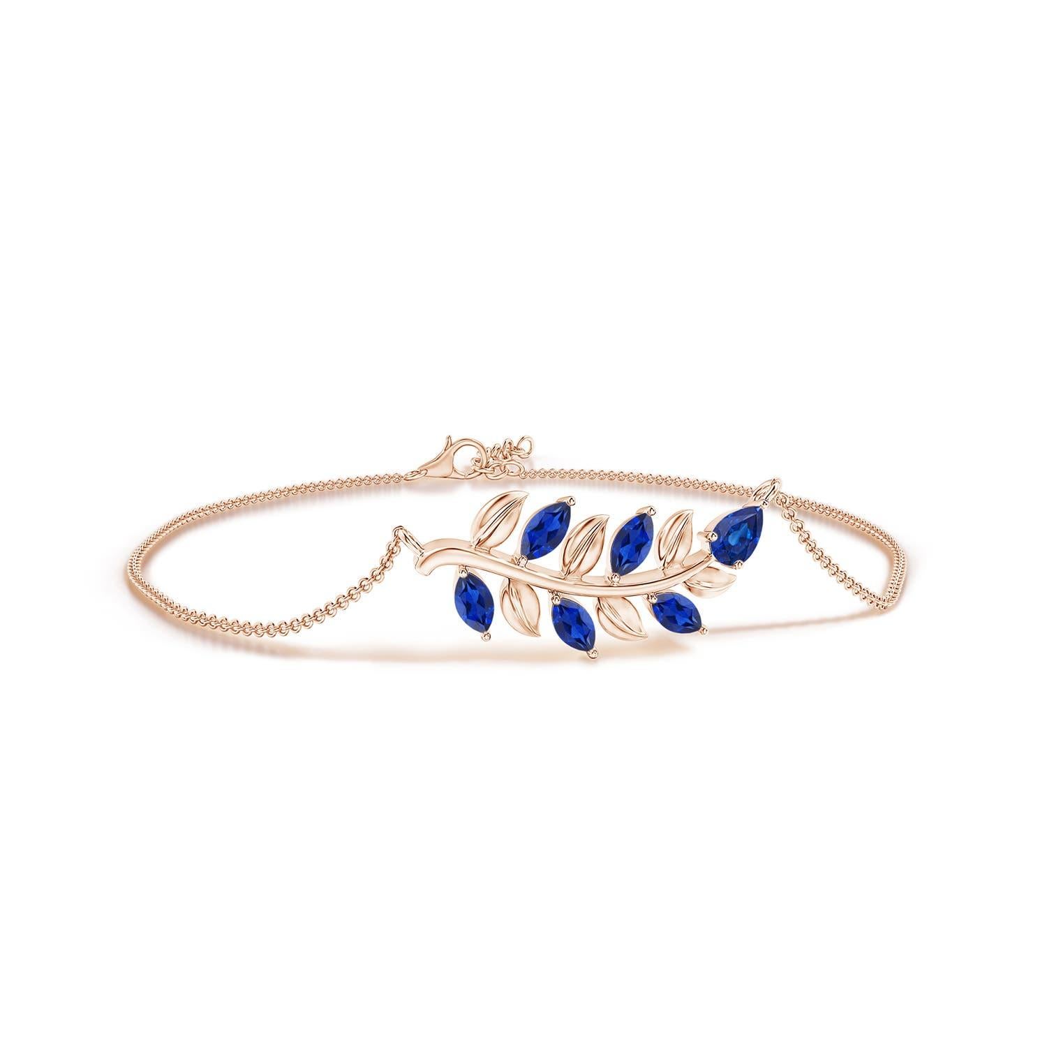 Angara Natural Pear and Marquise Sapphire Branch Bracelet in 14K Gold for Women For Sale 2