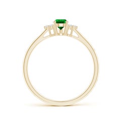 Angara Natural Pear Emerald Solitaire Ring with Diamond Accent in 14K Solid Gold