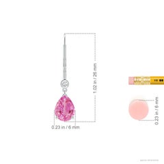 Angara Orecchino a goccia con zaffiro rosa naturale a forma di pera da 2,5 carati in oro 14K