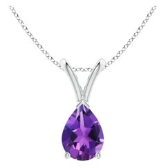ANGARA Pendentif solitaire en platine avec améthyste naturelle en forme de poire de 0,60 carat