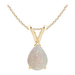 ANGARA Natural Pear-Shaped 0.70ct Opal Solitaire Pendant in 14K Yellow Gold