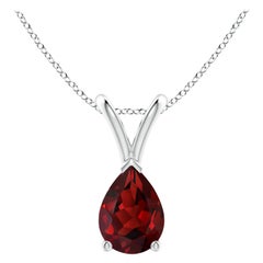 ANGARA Natural Pear-Shaped 0.85ct Garnet Solitaire Pendant in Platinum