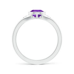 Angara Natural Pear-Shaped 1.05 ct Amethyst Ring with Diamonds in 14K Solid Gold