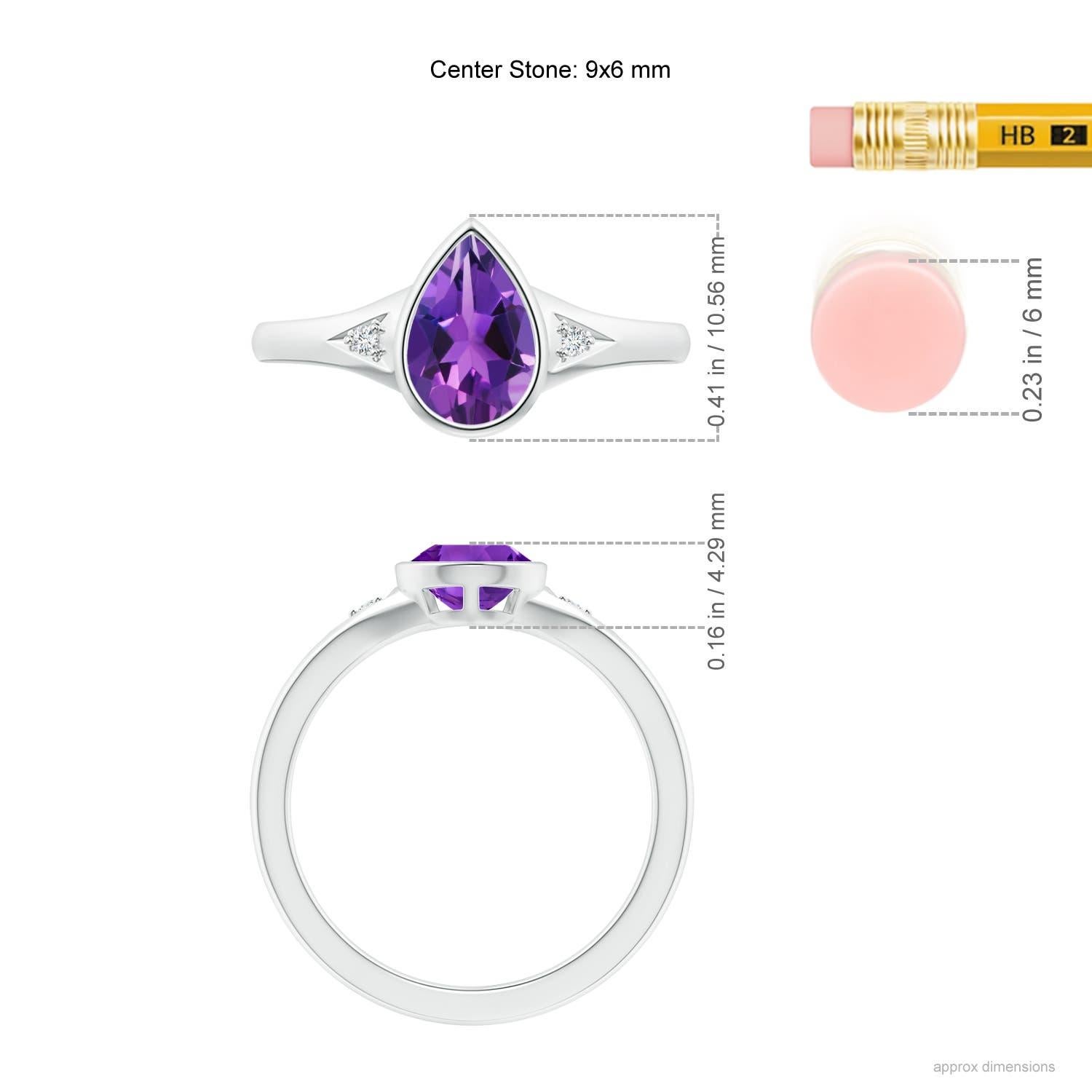 Angara Bague en or massif 14K avec améthyste en forme de poire de 1,05 ct et diamants en vente 1