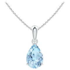 Angara Pendentif solitaire en or massif 14K avec aigue-marine en forme de poire de 1,12ct