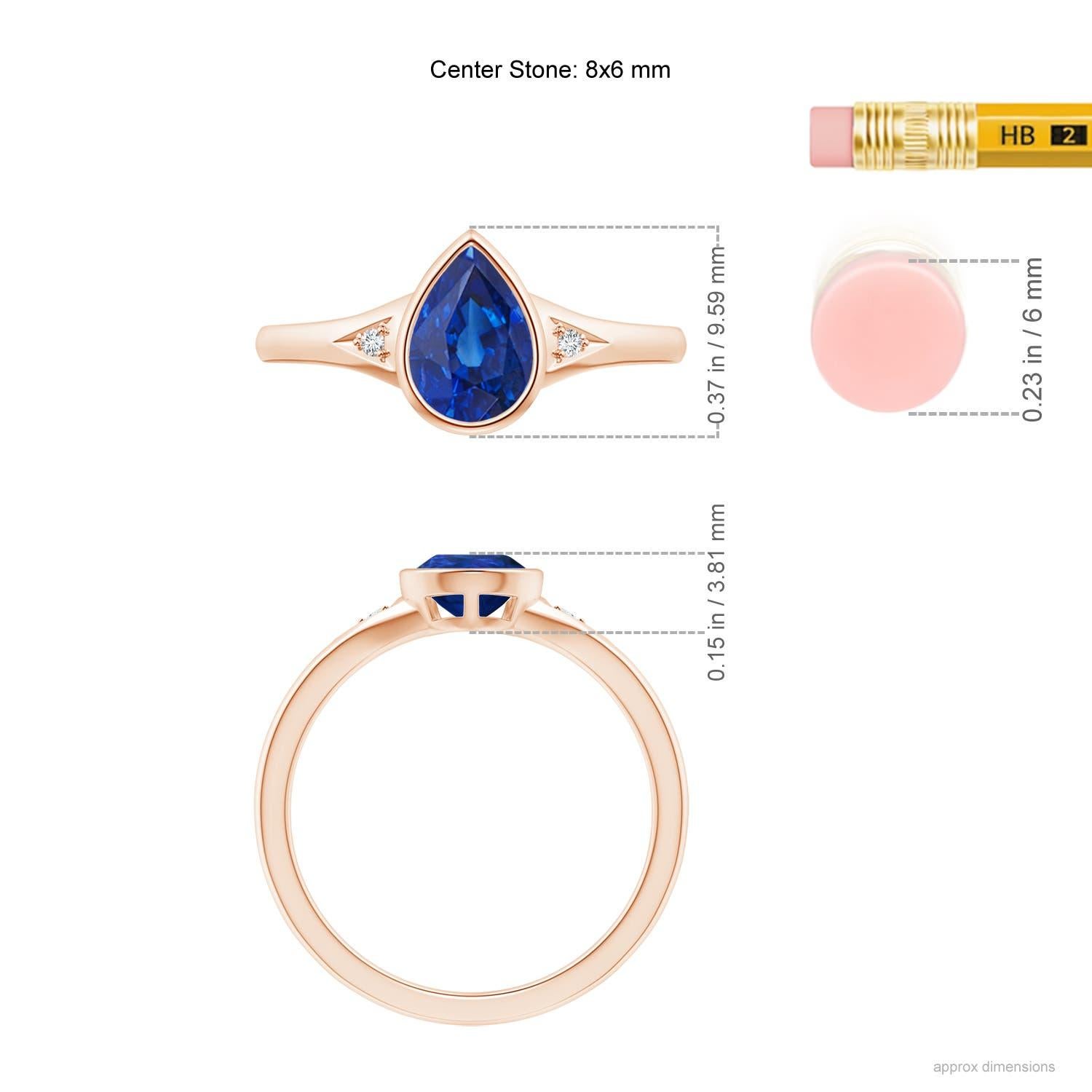 Angara Natürlicher birnenförmiger 1,15 ct blauer Saphir Verlobungsring in 14K Gold im Angebot 1